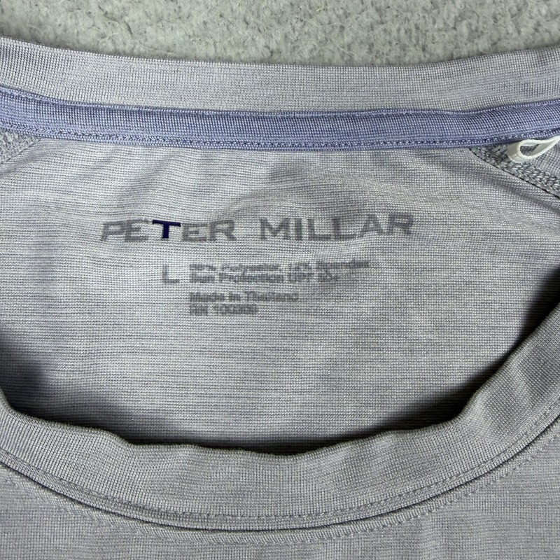 Peter Millar Athletic Shirt Mens L Light Gray Short Sleeve Gym Workout Stretch gallery