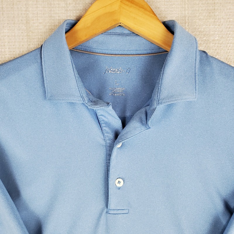 JOHNNIE-O Size Large Performance Heathered Blue Mens Polo Shirt Golf Stretchy gallery