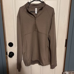 90 Degree By Reflex Mens Tan Pullover 1/4 Zip Classic Fit Athletic Minimalist XL