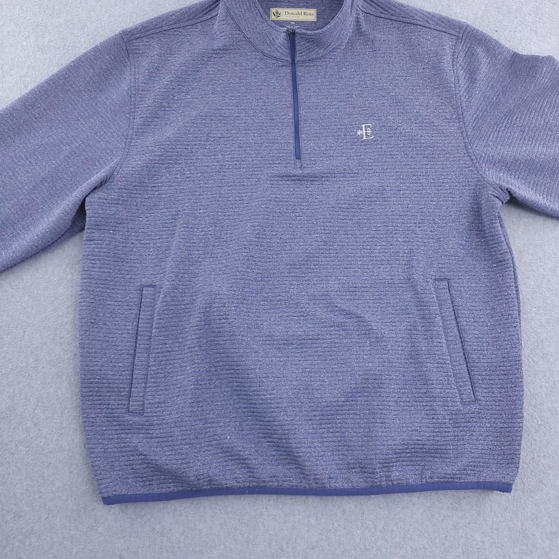 Donald Ross Pullover Sweater Mens 2XL Blue 1/4 Zip Long Sleeve Golf Pockets gallery