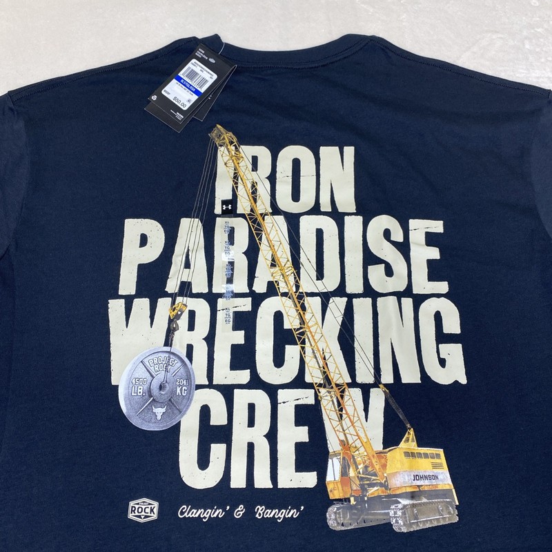 under armour project rock shirt mens XLT Iron Paradise Wrecking Crew Black New gallery