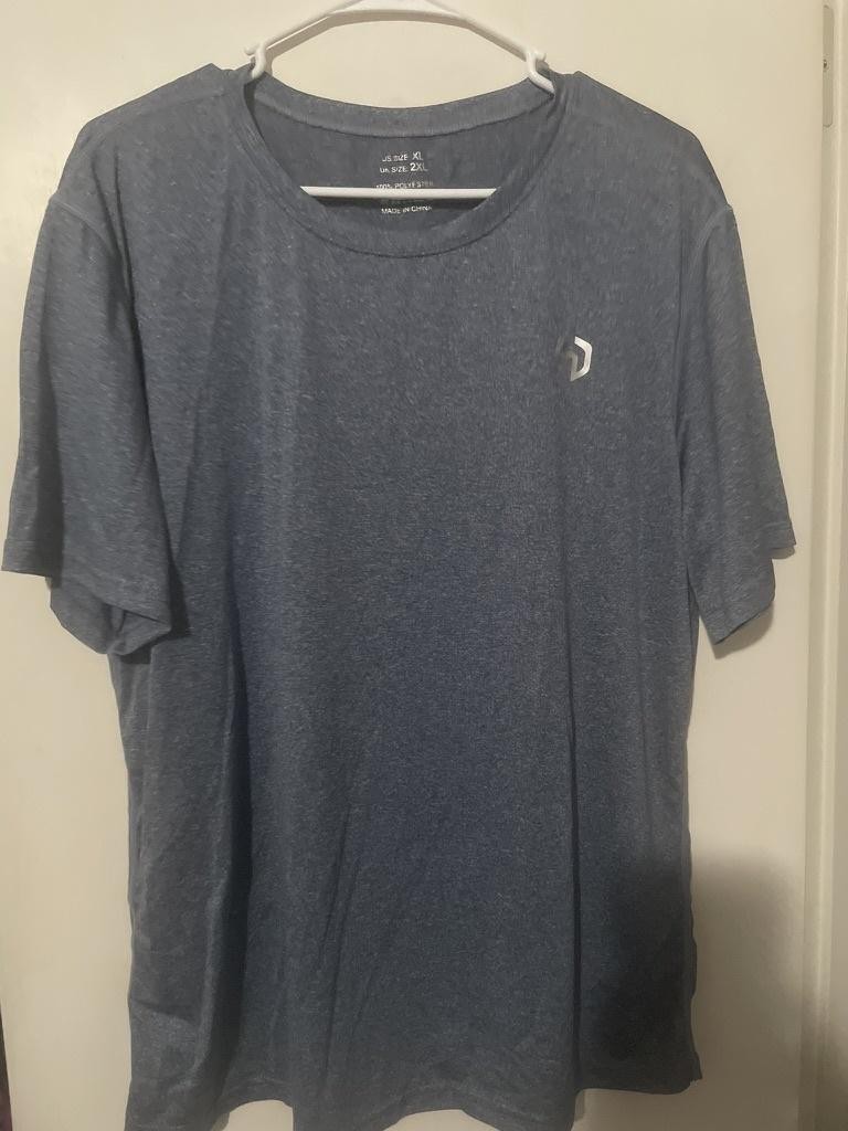 Shirt Mens XL Blue Solid Crew Neck Short Sleeve Lightweight Athletic Top Tee gallery