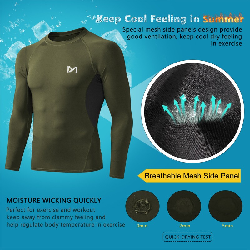 2 Pack/Set Compression Shirts for Men Long Sleeve Athletic Base Layer Undershirt gallery