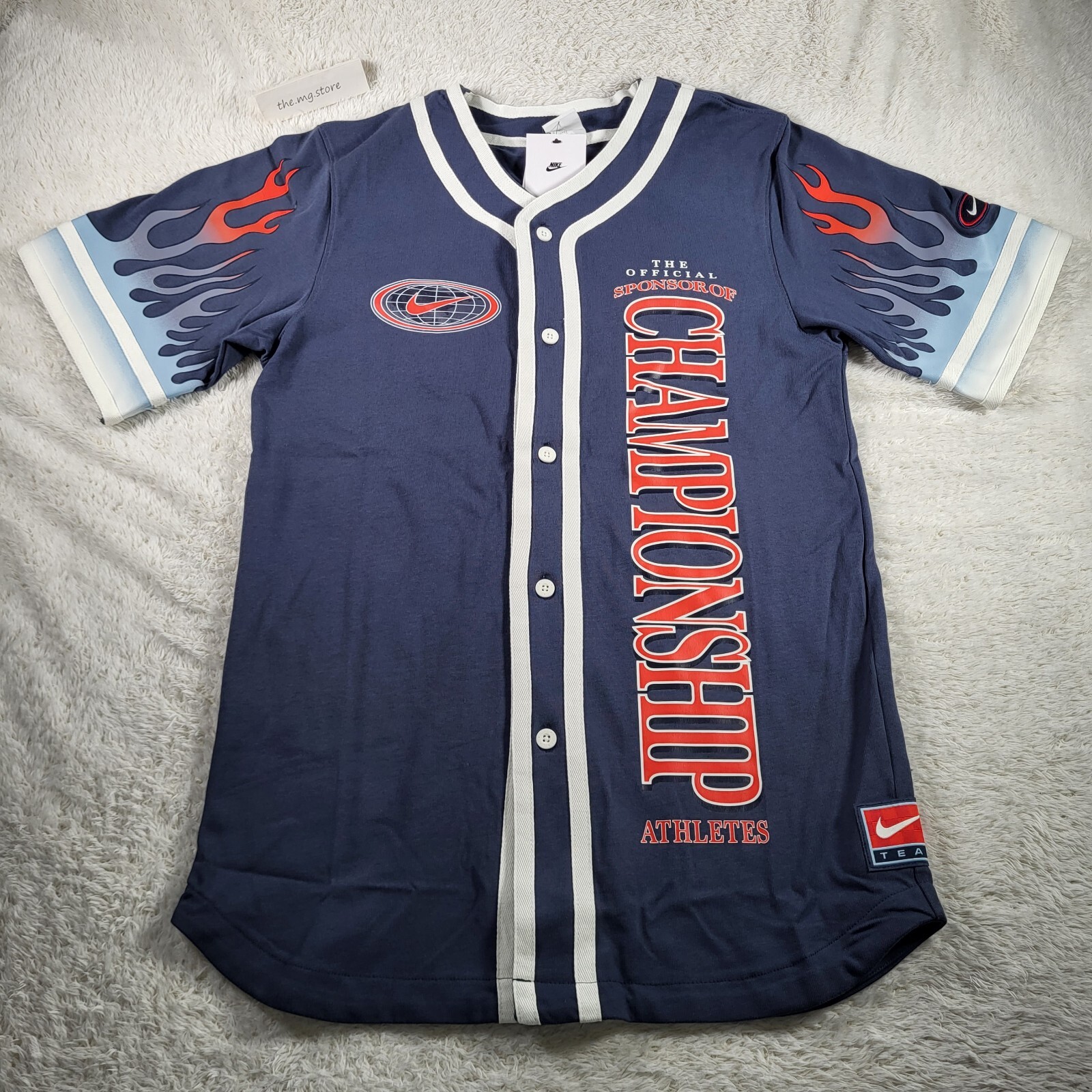 Nike Sports Wear American Button Up Jersey Top Blue Mens M DV9642-437 New gallery
