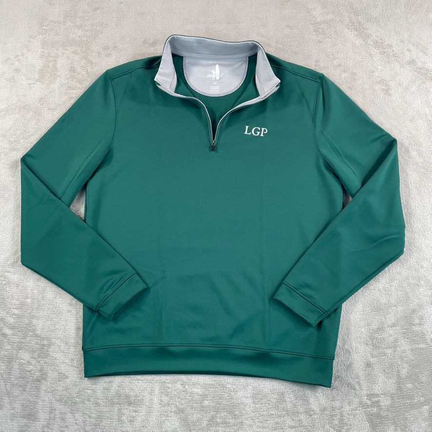 Johnnie-O Diaz Performance 1/4 Golf Pullover Men Medium Green Corp Logo NWOT