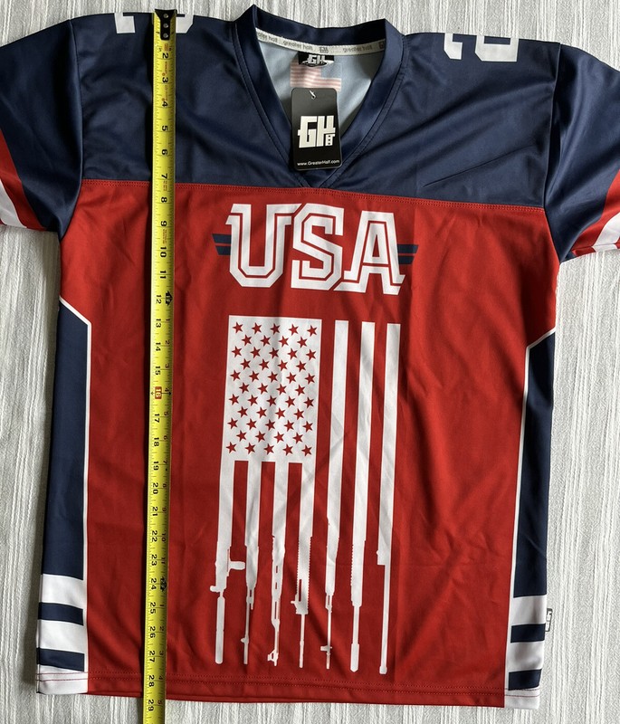 Greater Half US American Flag Second Amendment Jersey Style Shirt Small (21x29) gallery