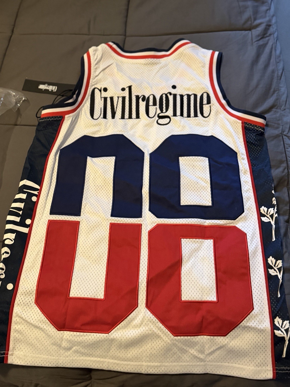 Civil Regime Roses From Concrete Mesh Jersey Tank Small White Red Blue Men's gallery