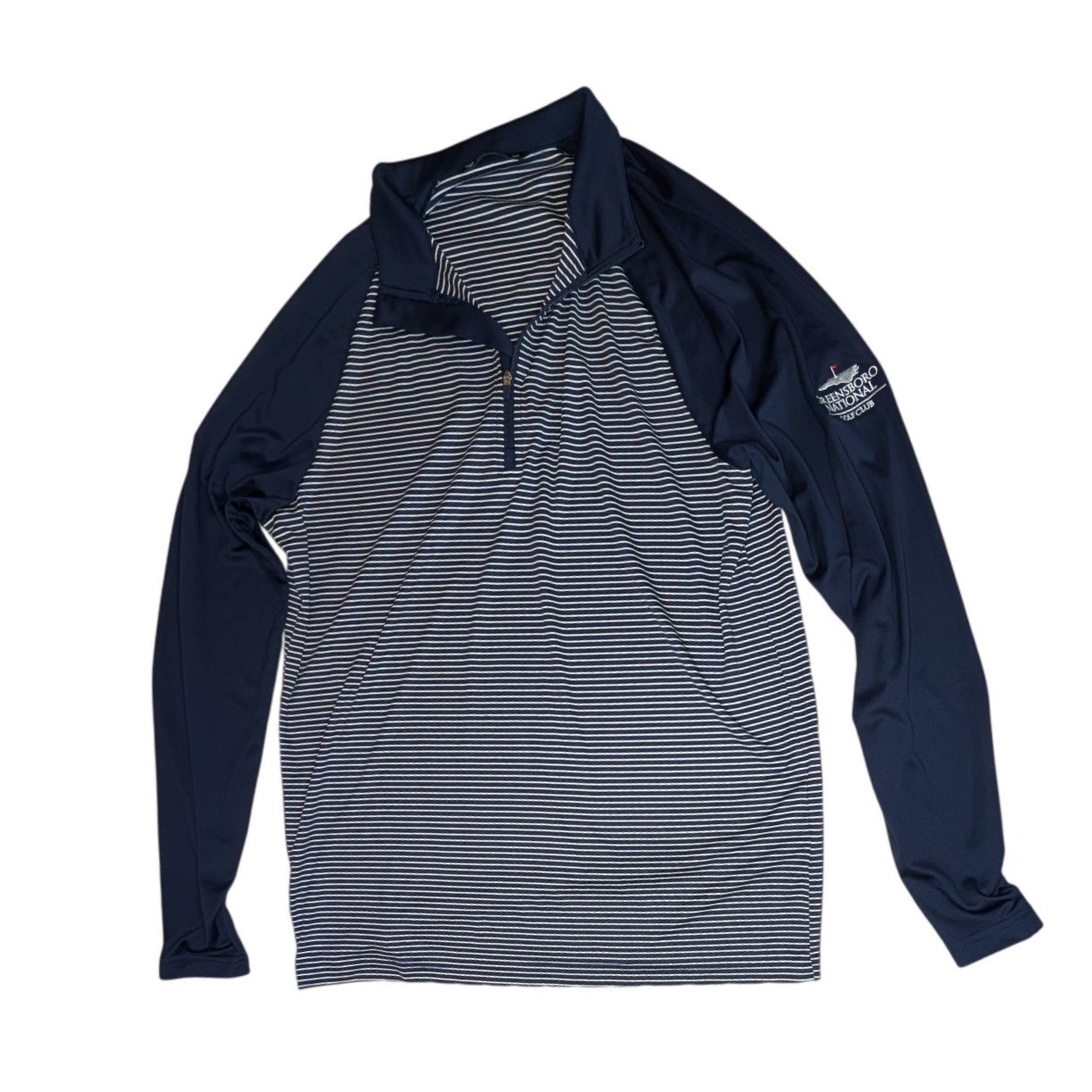 Levelwear Pullover Mens M Navy Greensboro National Golf Club 1/4 Zip Striped gallery