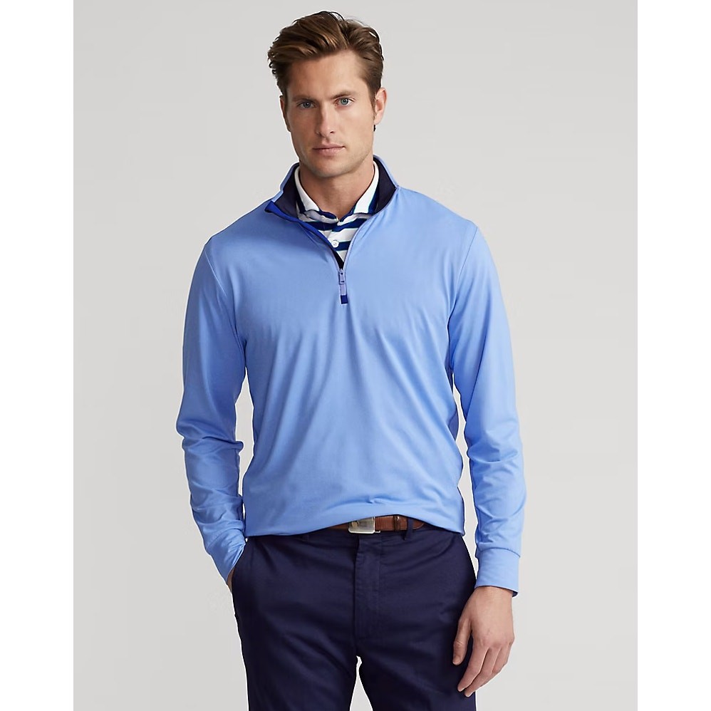 POLO RALPH LAUREN Performance Quarter-Zip Pullover Harbor Island Blue Sz XL {E7} gallery
