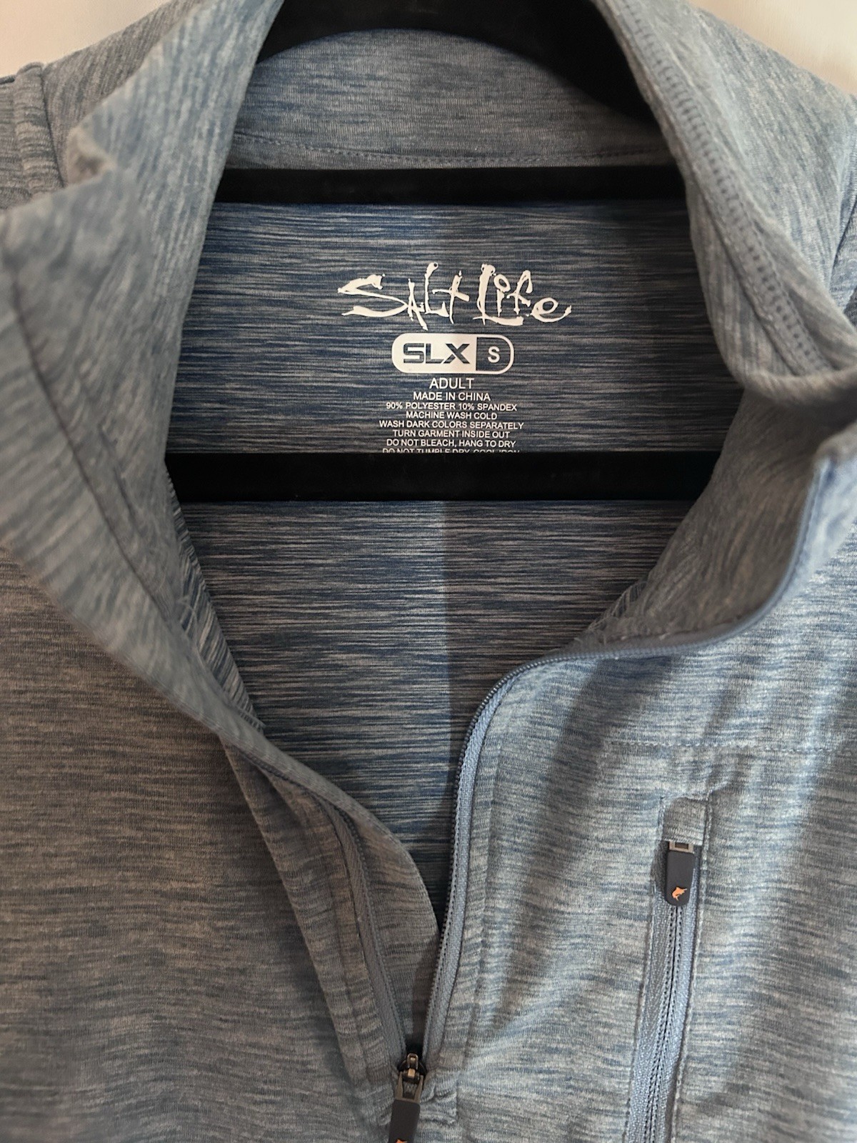 Salt Life Men's Small Stamina 1/4 Zip Blue Heathered Pullover SLX Long Sleeve gallery