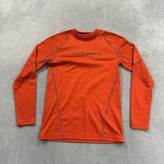 Under Armour Coldgear Long Sleeve Fitted Shirt Men M Orange Active Compression