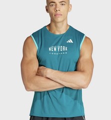 Adidas Unisex Medium NYC Running Carrera Singlet Tank Top Legacy Teal IK6885 NWT