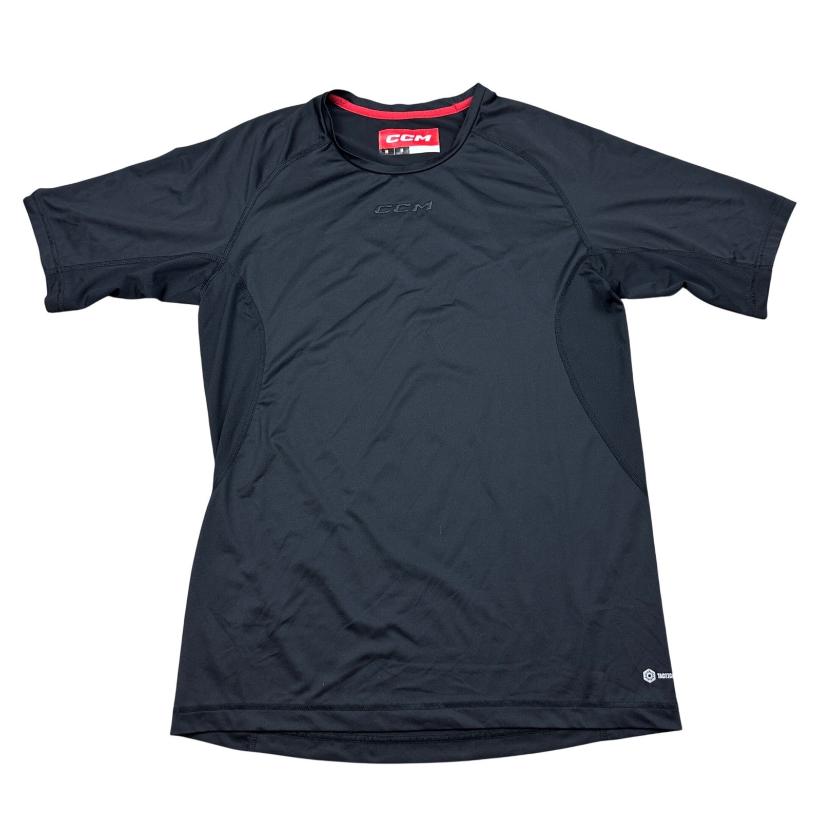 CCM Mens Tactical Dry Performance Shirt Black Short Sleeve Hockey Training Top M gallery