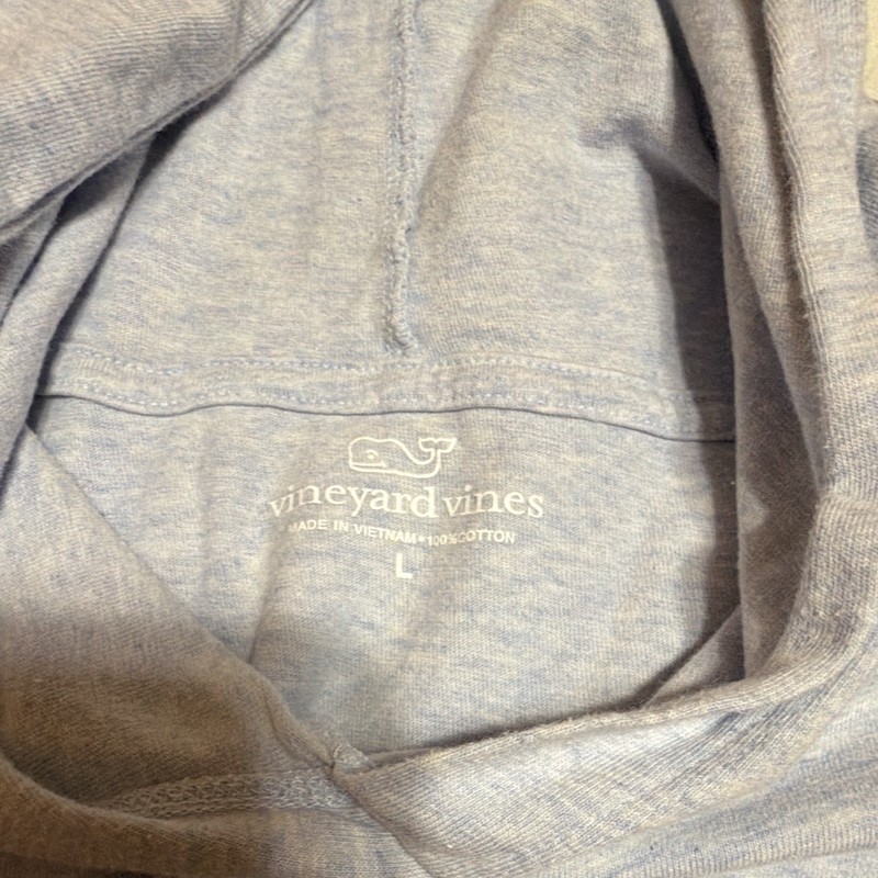 Vineyard Vines Men’s Gray Hooded Pullover Long Sleeve Cotton Whale Logo Tee L gallery