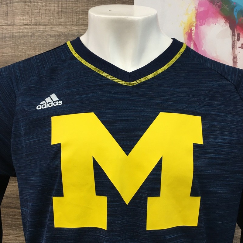 Adidas Michigan Wolverines Long Sleeve Basketball Pullover Mens XL Blue Yellow gallery