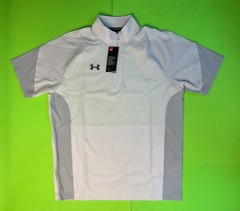 UNDER ARMOUR Mens MEDIUM Short Sleeve 1/4 Zip Pullover White w/Gray, Black NEW