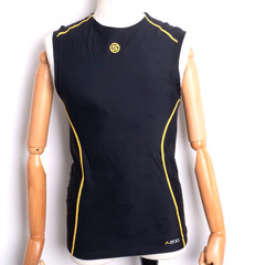 SKINS A200 Mens Compression Sleeveless Shirt Top Black Yellow Size S Fabric Tag