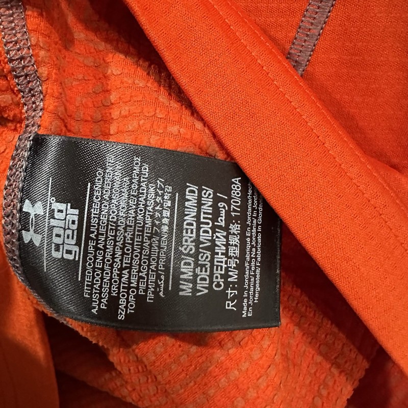 Under Armour Coldgear Long Sleeve Fitted Shirt Men M Orange Active Compression gallery