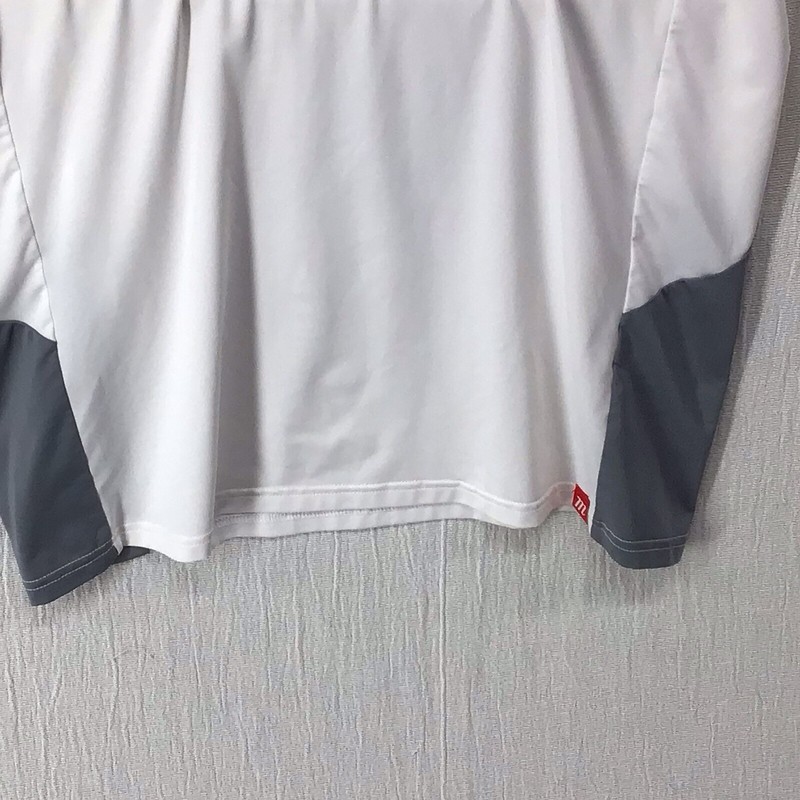 Marucci Men’s Medium 1/4 Zip Wind Breaker White Gray Long Sleeve Spell out gallery