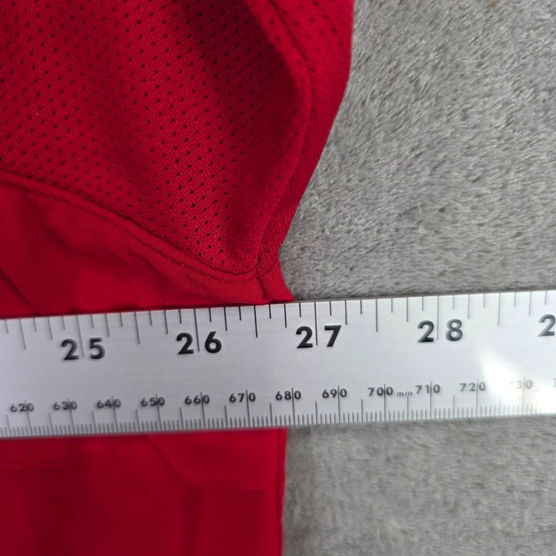 Mens Adidas Red Athletic Vented Windbreaker Shirt 1/2 Zip Short Sleeve Size L gallery