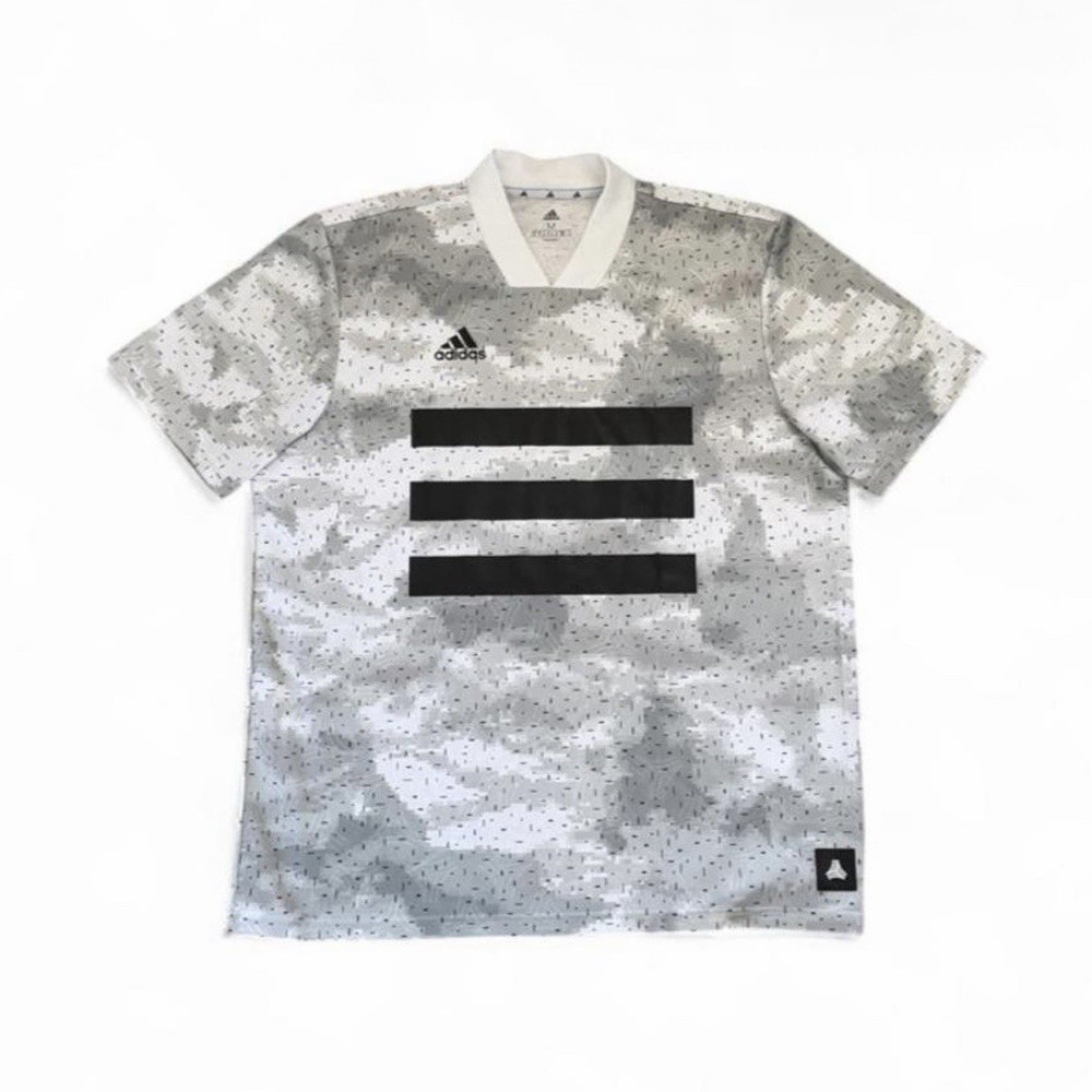 adidas Men’s V-Neck Activewear Tee Gray/Black Camo Logo M