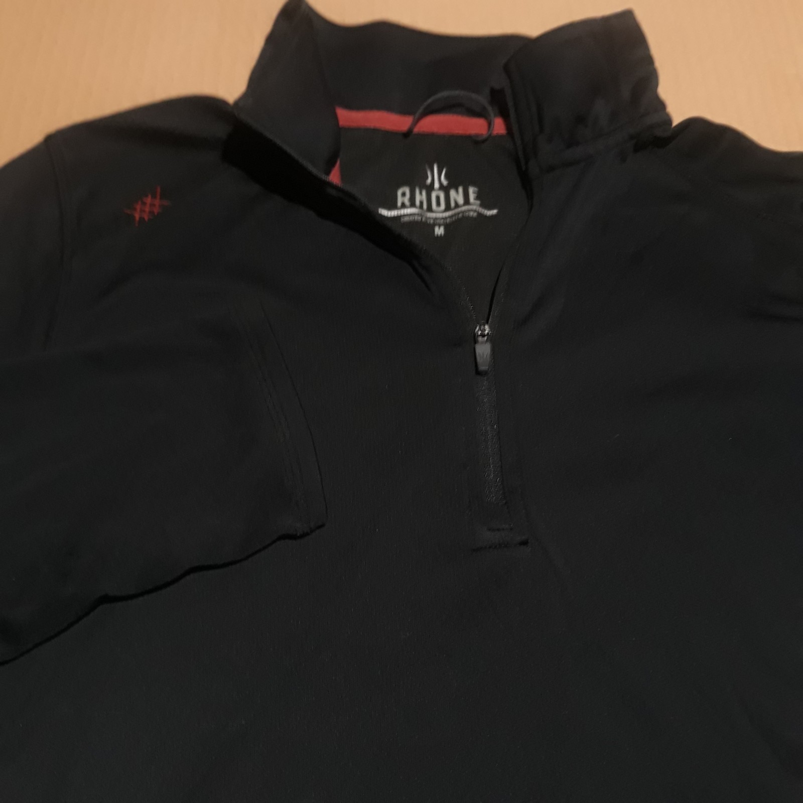 Rhone 1/4 Zip Men's M Performance Jogging Pocket Sweater Black Stretch Pullover gallery