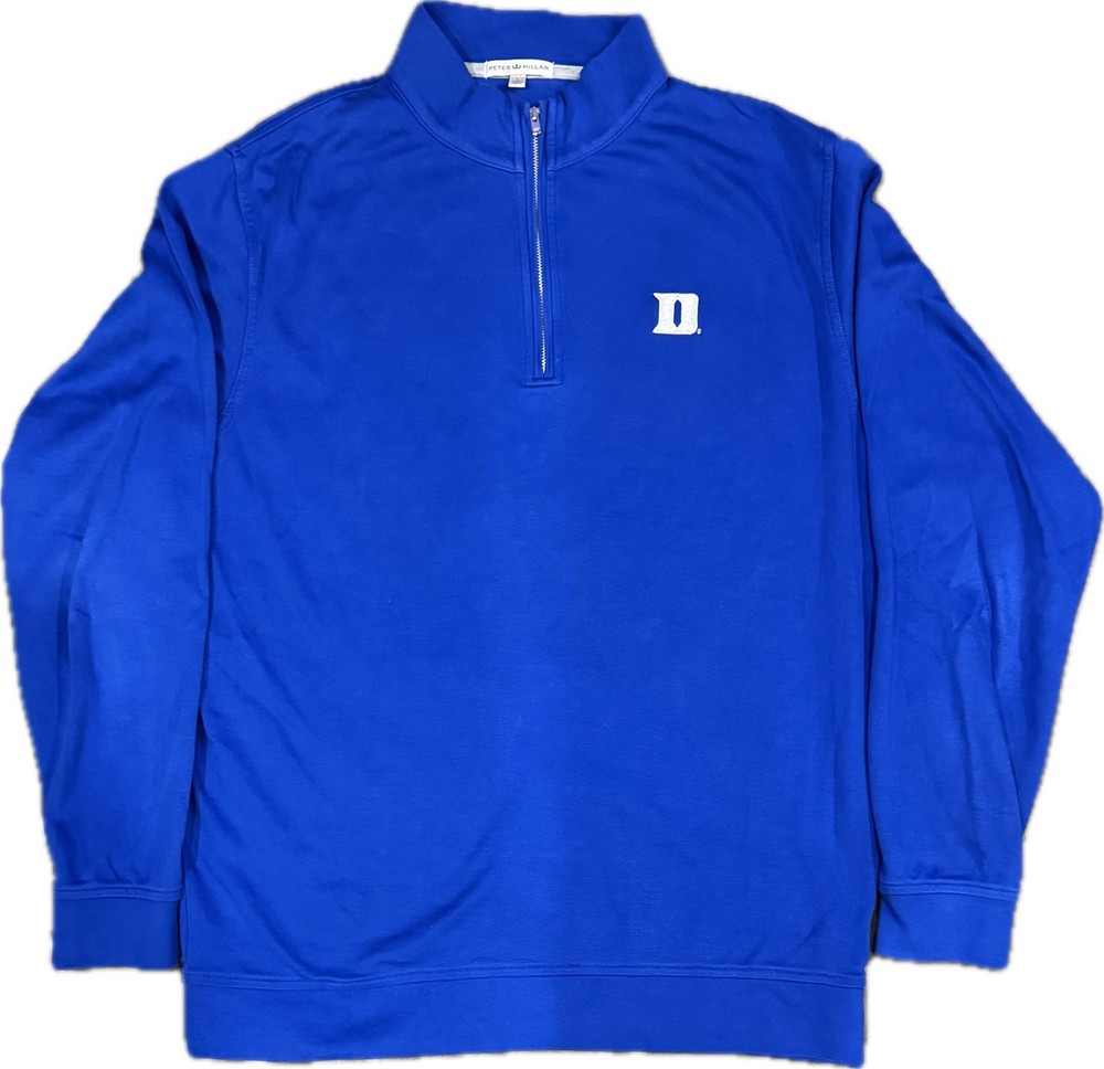Peter Millar 1/4 Zip Large Pullover Blue with D Logo 100% Cotton