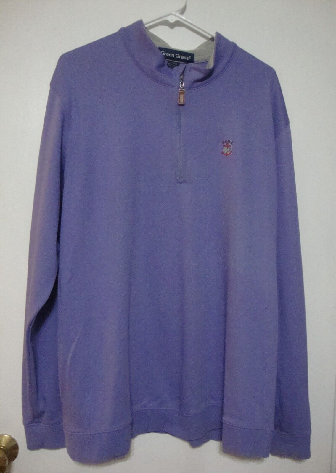 Green Grass Men's Tennis XL Purple Pullover Long Sleeve 1/4 Zip Activewear gallery