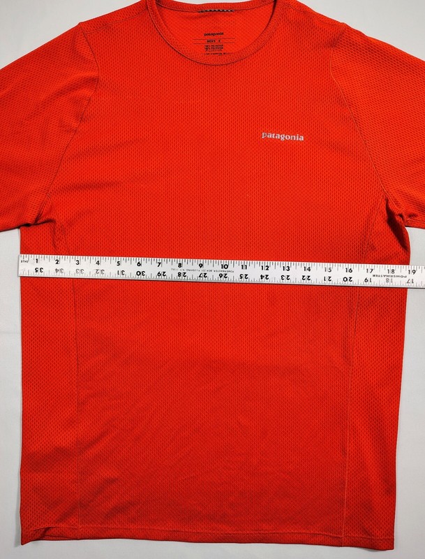 Patagonia Performance Running T-Shirt Orange Athletic Hiking Rear Pocket Men's S gallery
