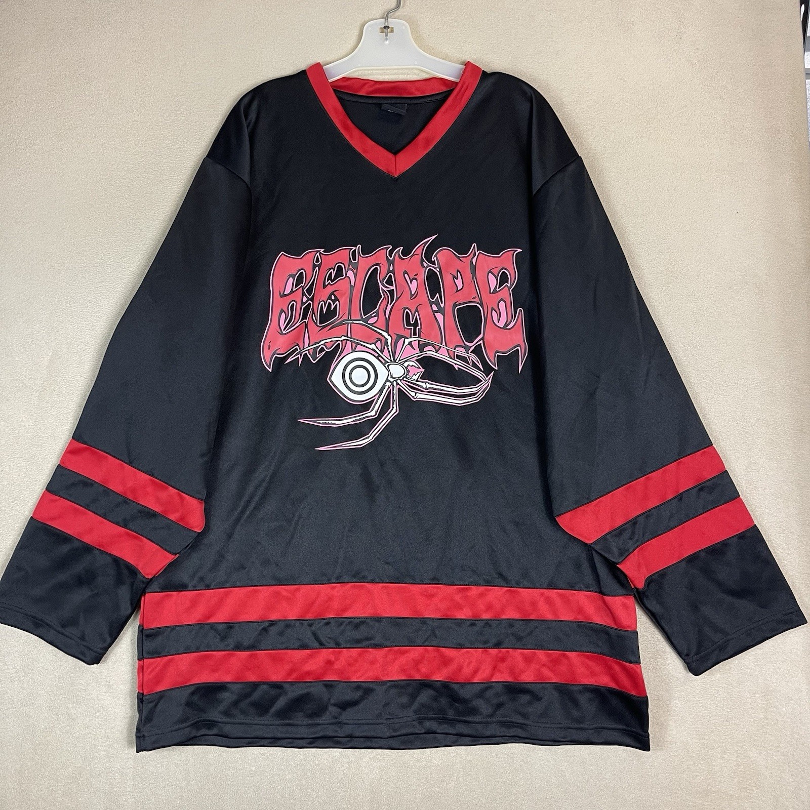 Insomniac Hockey Jersey Mens XXL Black Escape Bones V Neck Double Sided Print gallery