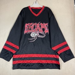 Insomniac Hockey Jersey Mens XXL Black Escape Bones V Neck Double Sided Print