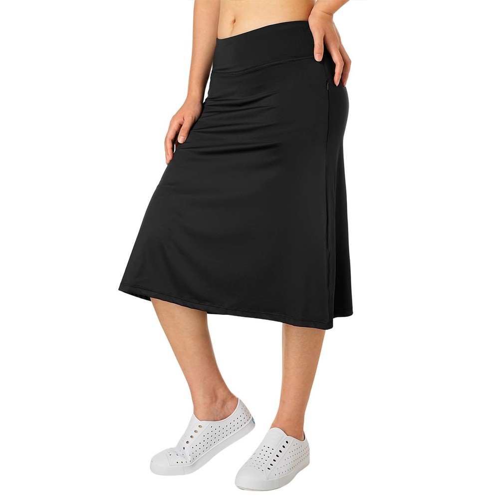 Athletic Long 26" Skorts Skirts with Zipper Pockets,Swim Midi Skirts Knee Len...
