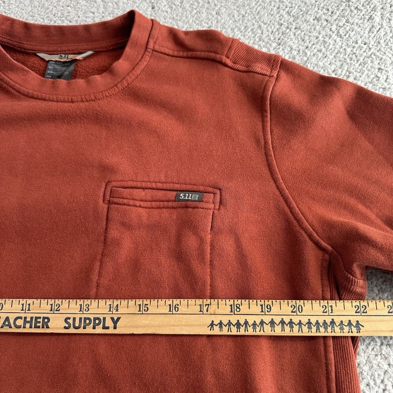 5.11 TACTICAL Men Long Sleeve Pullover Sweatshirt L Pocket Crewneck Rust Orange gallery