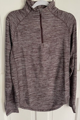 All In Motion Mens 1/4 Zip Pullover, Space Dyed Burgundy Berry, Size Medium