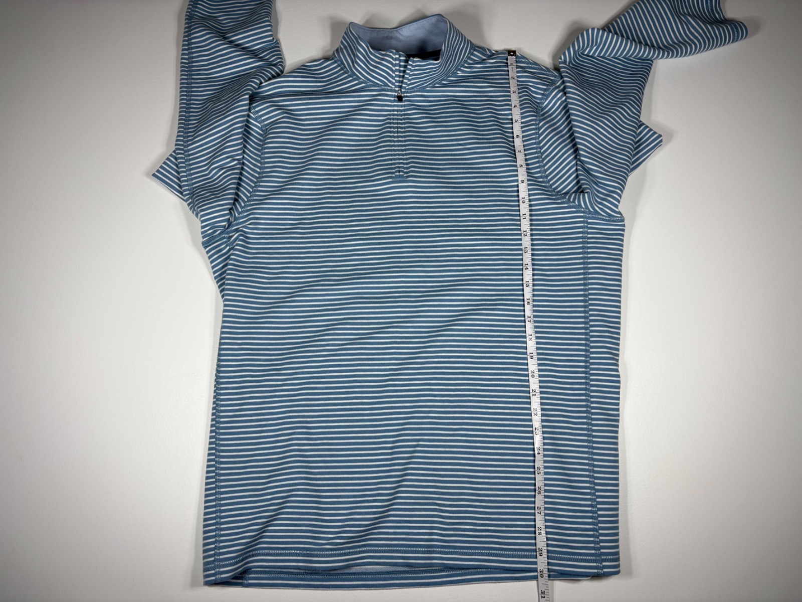 J.Crew Performance 1/4 Zip Pullover Men XL Blue Striped Mock Neck Golf Active gallery