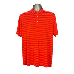 Puma Red Striped 3 Button Front Golf Polo Performance Wear Size L