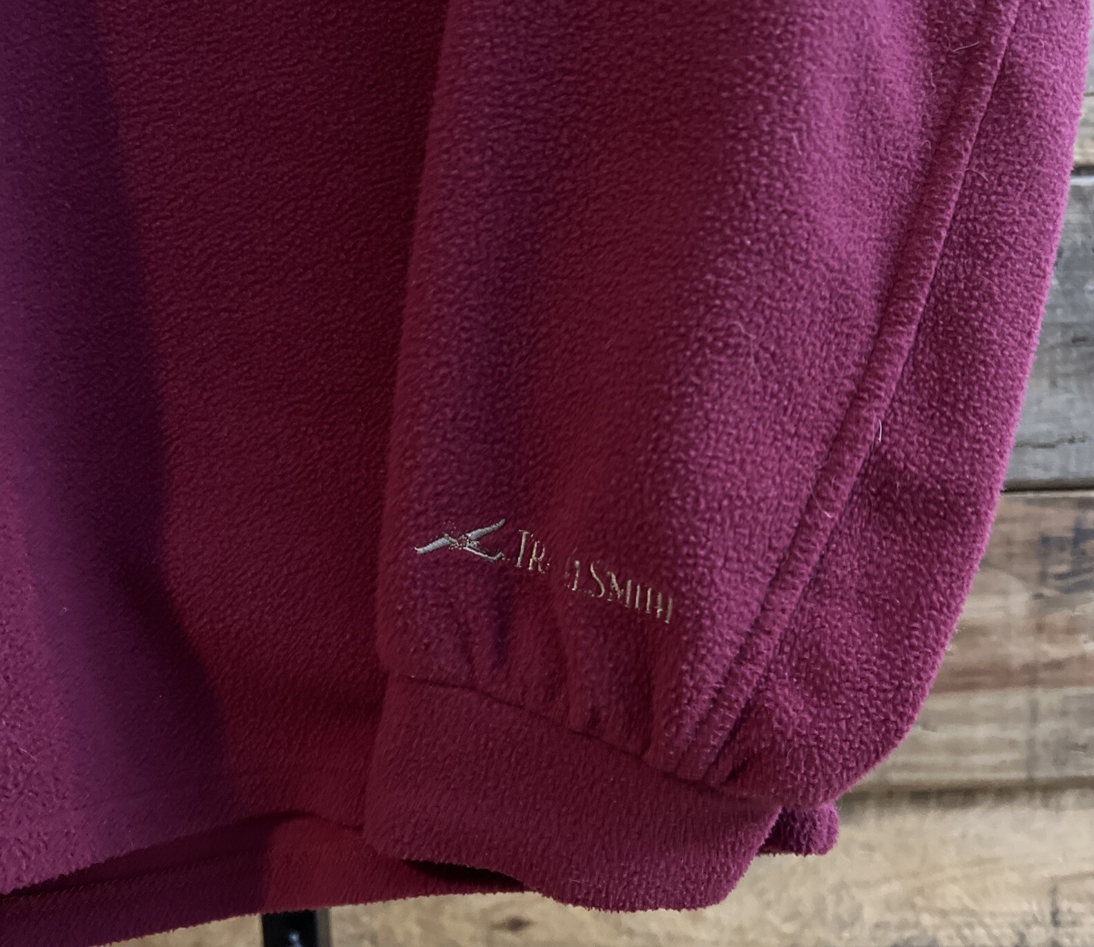 TRAVELSMITH Men's Small Maroon Long Sleeve Pullover 1/4 Zip USA Vintage gallery
