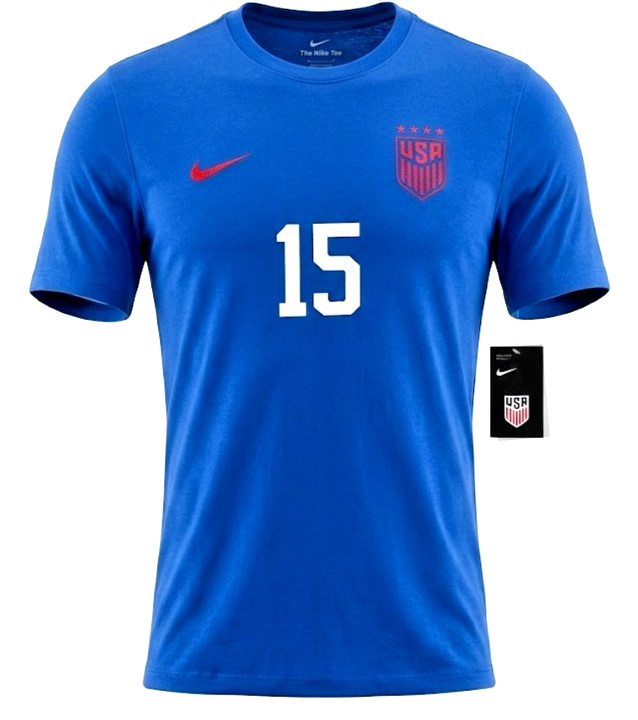 NWT Nike USMNT Soccer T-Shirt Men's Size Large Blue #15 Core Short Sleeve gallery