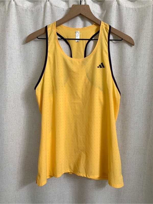 adidas ADIZERO Reflective Yellow Performance Running Singlet Black Trim Small gallery
