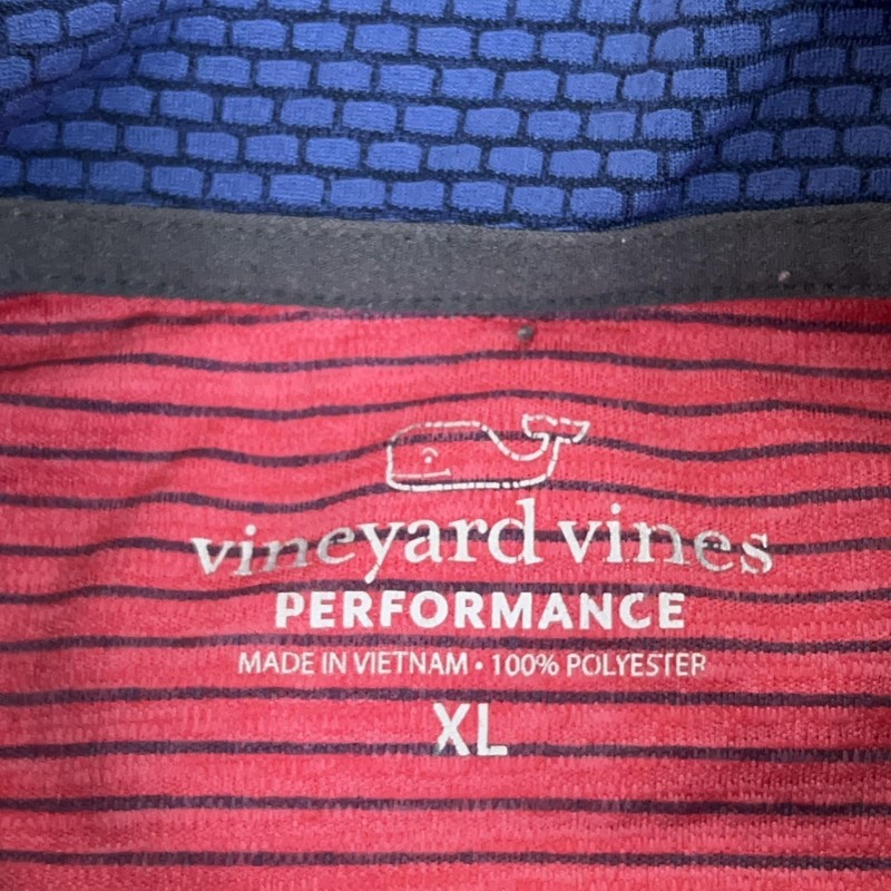 Vineyard Vines Pullover Mens XL Red Navy Performance 1/4 Zip Striped Long Sleeve gallery