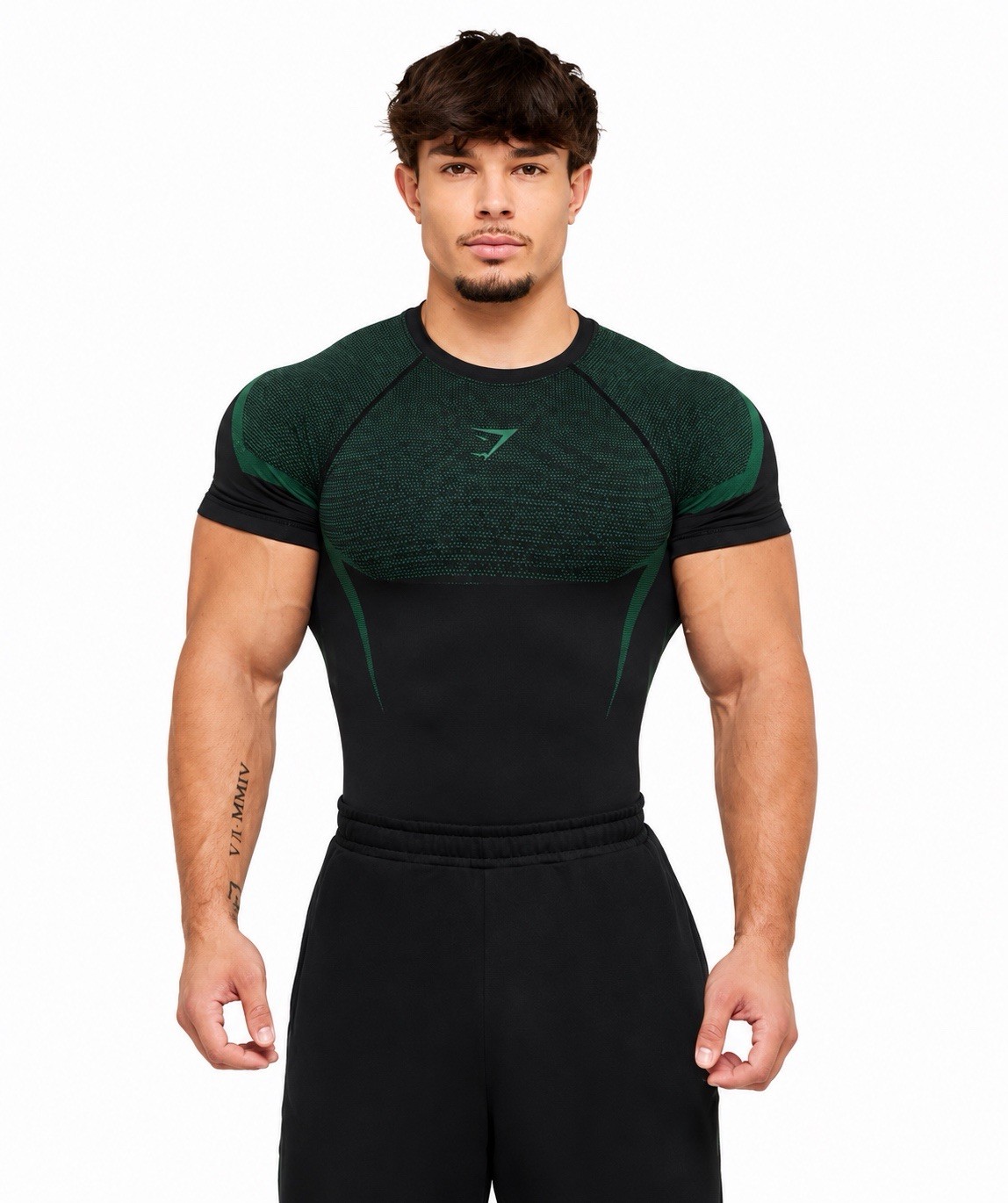 Gym Shark Onyx V5 Compression Shirt Green Men’s Size Medium gallery