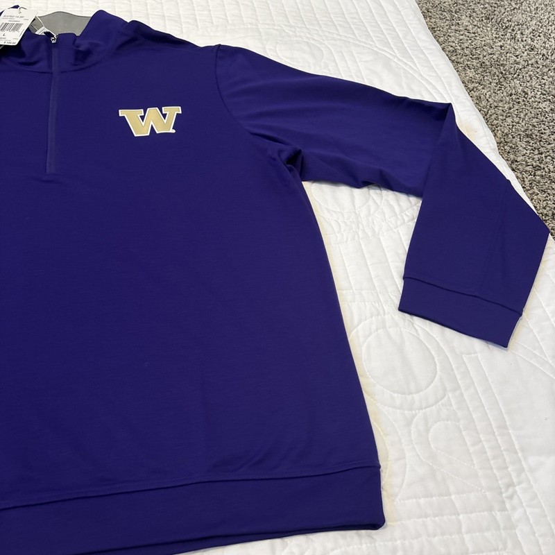 Washington Huskies Large Long Sleeve 1/4 Zip Pullover Purple Gray Mode NWT gallery
