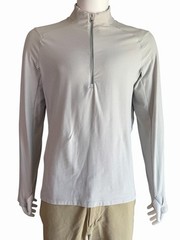 Lululemon Men’s L Gray 1/4 Zip Long Sleeve Mock Neck Thumbholes Polyester