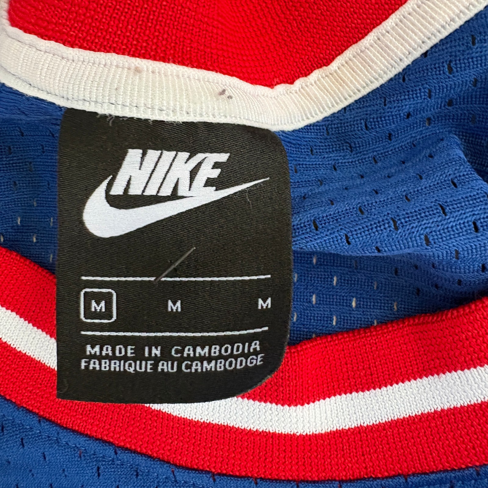 Nike Men's Size Medium Mesh Basketball Jersey Blue/Red Throwback Look Top gallery