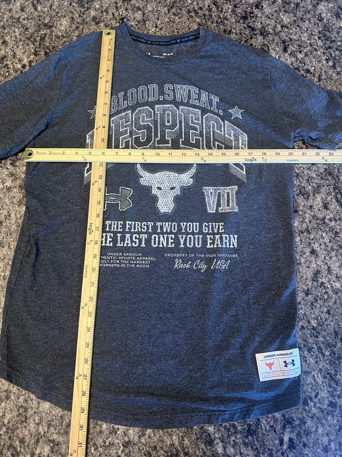 Under Armour Project Rock Shirt Short Sleeve Blood Sweat Respect Size Medium gallery