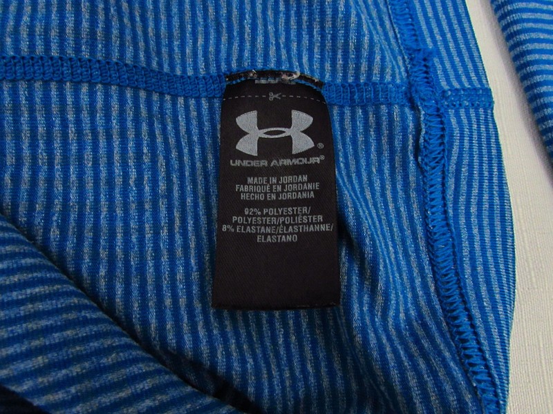 Under Armour Shirt Mens Large Blue Stripe V-neck Fitted Cold Gear Long Sleeve gallery
