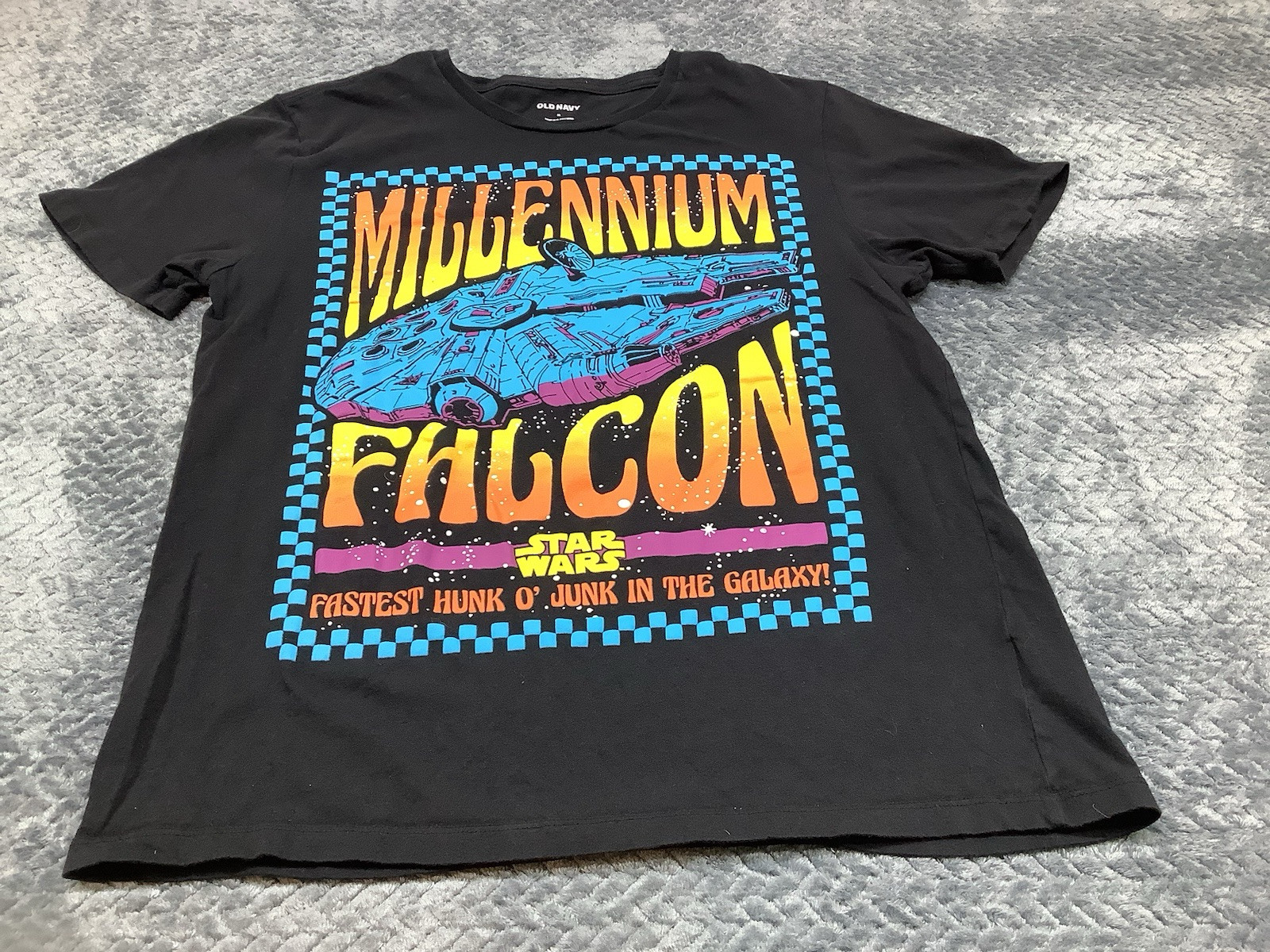 Star Wars Millennium Falcon Shirt Size M Black Old Navy Colorful Print gallery