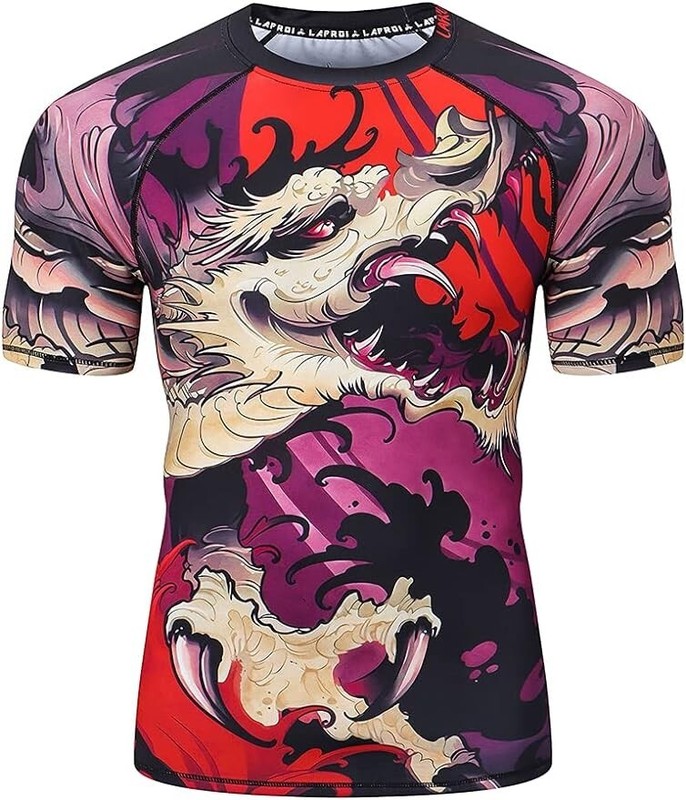 Men's Short Sleeve UPF 50+ Base layer Skins Compression Rash Guard (X-Large) Y08 gallery