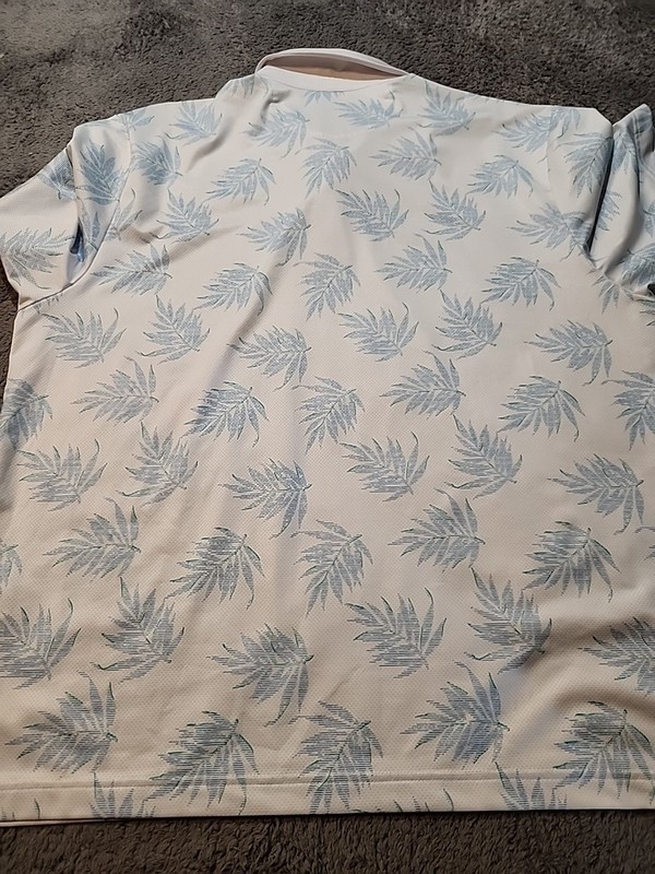 Roundtree & Yorke Performance Golf Lightweight Blue Floral Polo Shirt Mens XL gallery
