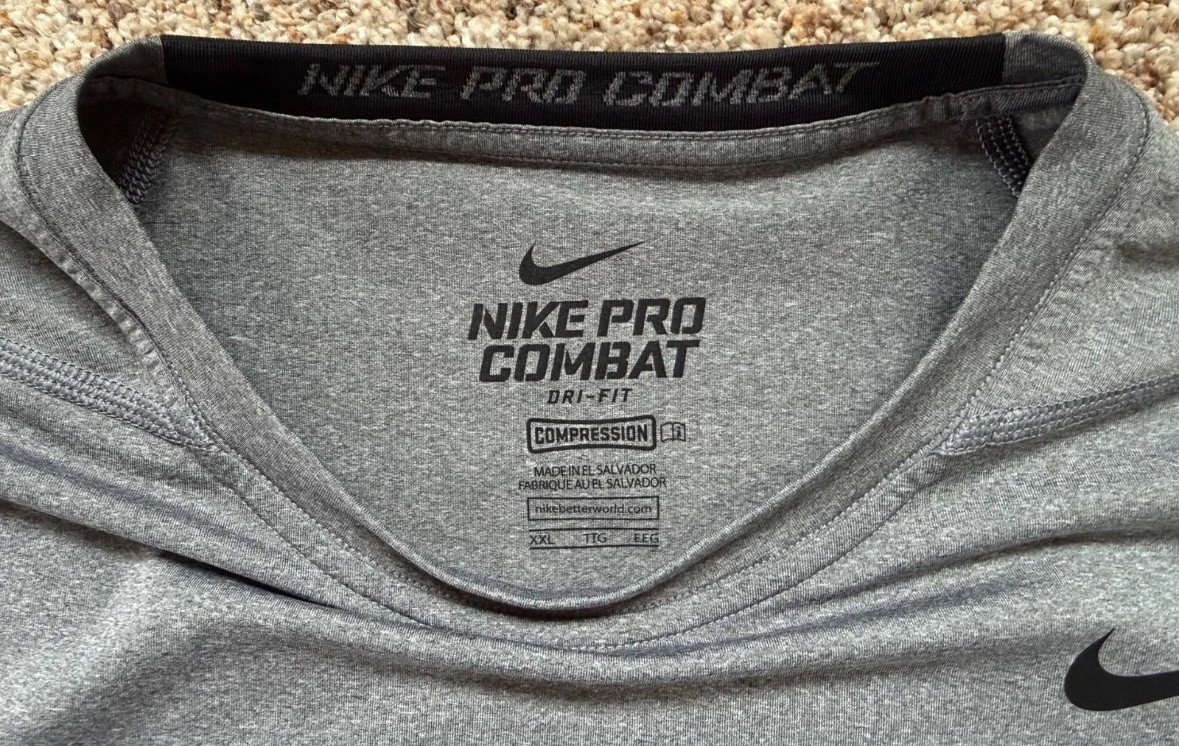 Nike Pro Combat Dri-FIT Grey Long Sleeve Shirt Youth XXL/Men’s Medium Fitted gallery